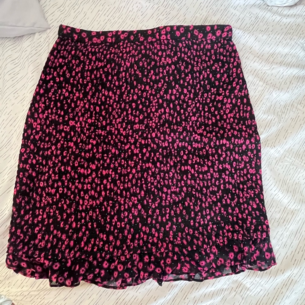 NWT The Kooples Black and Pink Floral Smocked Mini Skirt $165 MSRP